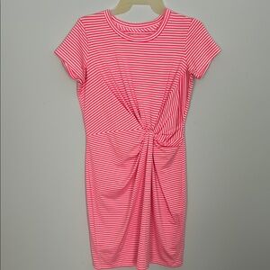 Vineyard Vines Pink and White Tie Front Ruched Mini Dress